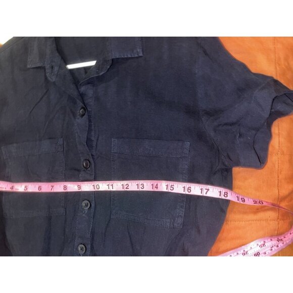 Bella Dahl Black Button-Down With Tie Waist & Pockets Women's Romper Size Small - Picture 6 of 8